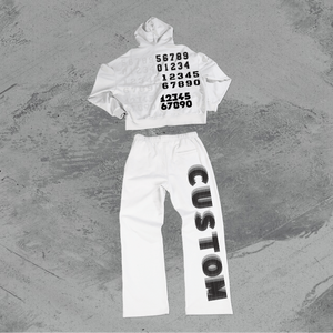 Ensemble de sport décontracté pour hommes, pull à capuche avec fermeture éclair, pantalon de survêtement lourd pour tenue - Product Image 2