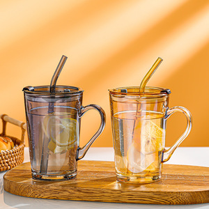 450ml Glass with Handle High Appearance Level Office Home <b>Drinking</b> <b>Cup</b> Ins air <b>Straw</b> <b>Cup</b> Coffee <b>Cup</b> - Product Image 4