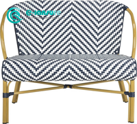 Mobilier de jardin Banc à cadre en aluminium de haute qualité Banc élégant en rotin pour patio Banc de loisirs long pour villa Hôtel Cour