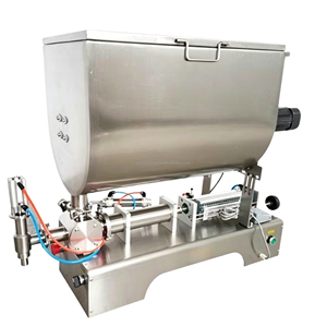 Double Heads Piston Filler <b>Machine</b> 80L Stainless Steel Hopper Liquid Paste Honey <b>Oil</b> Shampoo Gel Chili Glass Barrel Chemical - Product Image 1