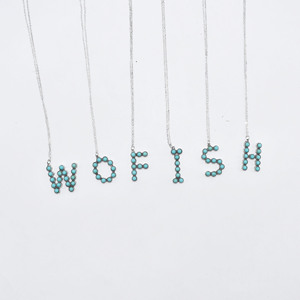 Mặt Dây Chuyền Chữ Bạc Cổ Bảng Chữ Cái Quyến Rũ Tùy Chỉnh Ngọc Lam Hạt Vòng Cổ Ban Đầu - Product Image 1