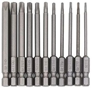 11 Uds. Vástago hexagonal de 1/4 pulgadas, longitud de 4 pulgadas, juego de destornilladores de cabeza de seguridad Torx hexagonal de acero S2, brocas - Product Image 2