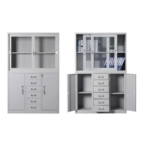 Armoire de rangement métallique en promotion avec porte vitrée, casier de bureau, meuble de classement et rangement pour vêtements