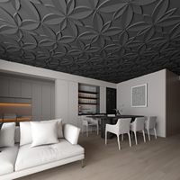 Panneau de plafond carré 3D en PVC mat noir UDK, imperméable, ignifuge, panneau mural intérieur, décoration moderne pour la maison