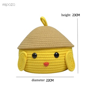 <span class=keywords><strong>Joli</strong></span> <span class=keywords><strong>chien</strong></span> mignon conception jaune coton corde jouets et cadeaux tissé rond recyclé paniers de rangement boîte <span class=keywords><strong>pour</strong></span> enfants - Product Image 5