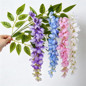 <span class=keywords><strong>Fleurs</strong></span> artificielles en soie plastique de glycine et d'<span class=keywords><strong>albizia</strong></span> à longues branches, décoratives suspendues pour la maison moderne, les mariages et comme accessoires photo, pour l'intérieur - Product Image 1