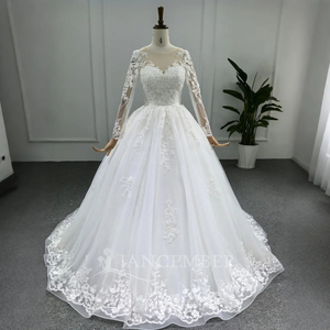Vestido de Novia de Manga Larga, Elegante, con Escote Corazón, Apliques y Cola de Capilla, Corte en A, Vestidos de Novia Lsbh17 - Product Image 2
