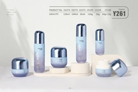 Ensemble de flacons et pots cosmétiques en verre bleu dégradé avec logo personnalisé, 50g 100g 30ml 100ml 120ml, emballage de soins de la peau avec bouchon en plastique de luxe