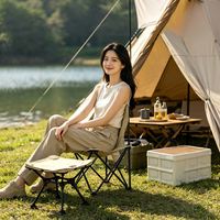 Chaise de camping pliable en aluminium de luxe portable avec repose-pieds intégré - Tabouret léger et compact pour la plage, la randonnée en plein air