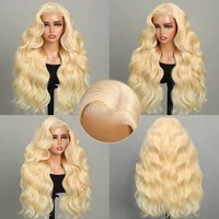 Perruque en cheveux humains bruts 12A avec dentelle frontale HD, ondulations profondes, 30 pouces, 613, perruque frontale HD 13x6, 100% cheveux humains bruts, perruque frontale blonde