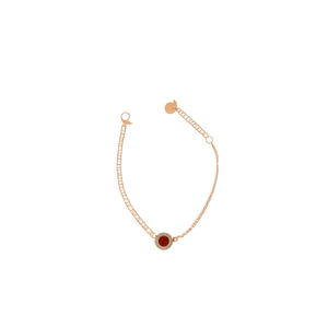 Fashion Chain <b>Bracelet</b> 316L Stainless Steel PVD Gold Plating Sustainable Resistant <b>Red</b> Stone Center - Product Image 2