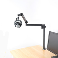 Support de microphone et haut-parleur 2-en-1 en métal, fixation de bureau robuste et antichoc pour studio et diffusion en direct