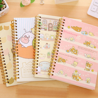 Cuaderno de espiral con cubierta dura, planificador de bobina japonesa con forro de dibujos animados kawaii, gran oferta