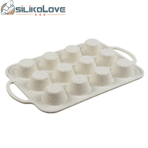 New Style Lebensmittel qualität 12 Löcher Edelstahl Griff Back geschirr Muffin Kuchen form Kuchen blech Silikon Backformen - Product Image 5