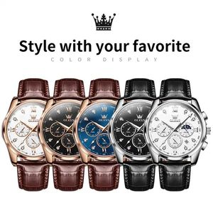 Montre pour homme 2888, montre sport à quartz pour homme avec calendrier, aiguilles lumineuses, bracelet en cuir, montre-bracelet étanche pour homme - Product Image 6