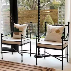 Fauteuil de <span class=keywords><strong>jardin</strong></span> en fer forgé de style mid-century, design français, pour <span class=keywords><strong>salon</strong></span>, cour, patio, chaise de loisirs, design de créateur - Product Image 1
