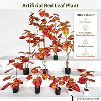 Plante Artificielle en Pot Unique Feuilles de Tortue Rouge Haute Qualité Vente en Gros Décoration Maison