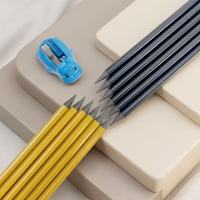 Pensil HB 7 Inci Plastik Daur Ulang Hitam Kuning Bentuk Heksagonal Kemasan 12pcs untuk Penggunaan Kantor Sekolah EN71 ISO Ramah Lingkungan OEM ODM