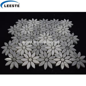 Dipoles Carrara Kristal Yunani Putih Waterjet Pola Bunga Marmer Mosaik Pergerakan Mawar Mosaik - Product Image 3