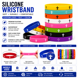 Pulseras de Silicona Cruzadas Coloridas para Ministerio Juvenil y Campamento Bíblico - Product Image 1