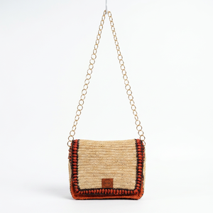 Bolso de Hombro de Rafia Hecho a Mano con Cierre de Cremallera, Correa de Cadena, Solapa y Borlas Bordadas, Bolso Tote de Verano - Product Image 4