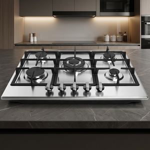 Table de cuisson à gaz encastrable 5 brûleurs en acier inoxydable, étanche, avec allumage électronique, économe en énergie, pour usage domestique - Product Image 1