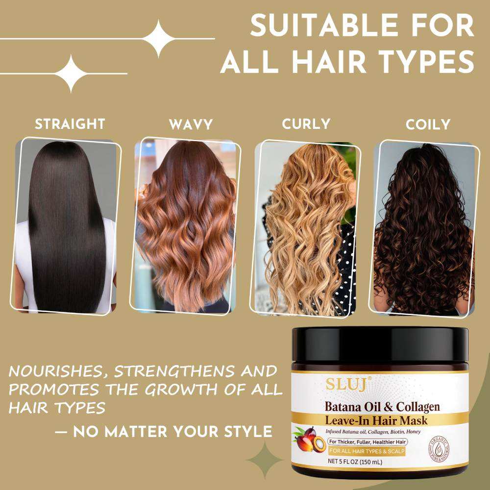 SLUJ มาส์กผมแบบไม่ต้องล้างออก กลิ่นบาตาน่า ออยล์ &amp; คอลลาเจน