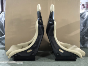 Sedile sportivo universale leggero EDDY in similpelle <span class=keywords><strong>beige</strong></span> con schienale fisso, tipo racing bucket, per Honda Civic, BMW E46, Toyota GR86 - Product Image 3
