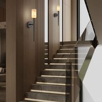 Lampe murale minimaliste de luxe en laiton et marbre blanc, avec télécommande LED, intensité réglable, pour chambre à coucher et salon