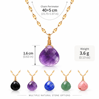 Collier avec pendentif en pierre naturelle à facettes en forme de larme, chaîne dorée, bijoux pour femmes, à porter au quotidien