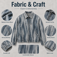 Veste en jean délavée à rayures verticales pour homme IKDEER, fermeture éclair intégrale, conception personnalisée, marque privée, OEM, ODM, vêtement d'extérieur décontracté