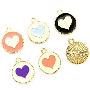 YuenZ alliage rond pendentif vague motif Double couche coeur amour breloques pour bracelet à bricoler soi-même colliers fabrication de bijoux 19X16mm W221 - Product Image 3