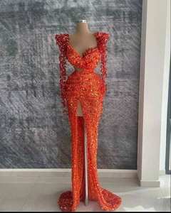 Al2025 Mermaid balo akşam parti elbise yeni stil ağır Lace up geri parlak kristaller payetli ziyafet elbise - Product Image 4