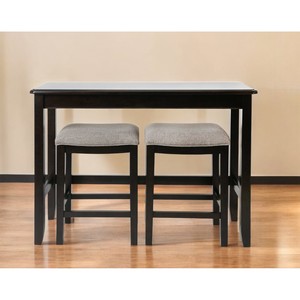 HMS Set di due sedie da Bar senza schienale in legno massiccio da 27 \ "in grigio chiaro e marrone scuro con tavolo - Product Image 1