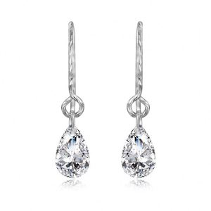 Dylam Exclusive Design Fine Jewelry Rhodium Champagne Gold Plated S925 Silver Dangle Pear Shape 5A Zirconia <b>Hook</b> <b>Earrings</b> - Product Image 1