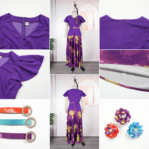 <span class=keywords><strong>Robe</strong></span> <span class=keywords><strong>longue</strong></span> décontractée en mousseline S10815 tendance pour femme, élégante, à manches courtes, col en V, imprimé floral, idéale pour l'été et les occasions spéciales. - Product Image 6