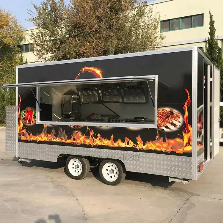 Equipo de parrilla de tamaño personalizado Remolque de comida rápida Camión de tacos móvil Carro de helados Camión de comida para barbacoa