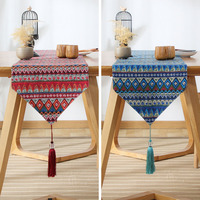 Vintage bleu Boho Nation gland chemin de Table tissé géométrie impression nappe pour la maison et Restaurant cuisine décor