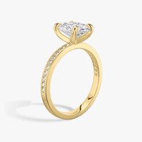 Bague de fiançailles en or massif 10K/14K/18K avec diamant de laboratoire ovale de 0,5 à 3 carats, sertie pavé sur mesure, certifiée IGI, clarté VVS, CVD/HPHT