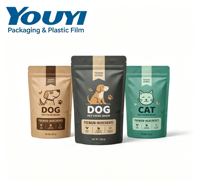 YOUYI Sac d'emballage pour aliments secs pour chiens, pochette stand-up anti-perforation refermable, impression OEM, 2lb 5lb, qualité alimentaire supérieure, logo personnalisé PET/AL/PE