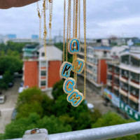 Nom personnalisé Collier Pendentif Avec Zircone Pour Bijoux De Noël Cadeau Personnalisé Simple Lettre Émail Initiales Lettre Collier