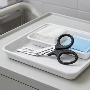 Tijeras de Acero Inoxidable con Mangos Negros para Uso en Enfermería y Emergencias Médicas - Product Image 2