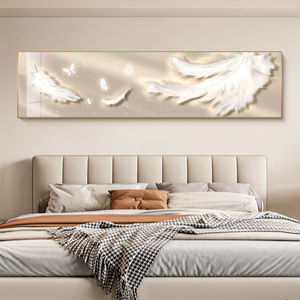 Pintura Cristal Porcelana Pintura Flores Y Plumas Luz Lujo Gama Alta Mural Mesita De Noche Pintura Decorativa - Product Image 5