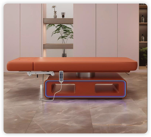Orange <b>Electric</b> Adjustable Massage <b>Table</b> LED Light Salon Beauty Bed 3 Motor Upholstered Treatment Furniture - Product Image 3