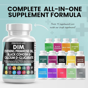 OEM DIM Night Primrose hitam Cohosh kalsium d-glutarat Sulforaphane ekstrak biji rami kapsul