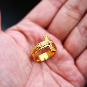 Men's <b>Ring</b> Stainless Steel Jesus Cross Band Crucifix <b>Ring</b> Silver Gold <b>Rings</b> Men's Vintage Casting 18K PVD Gold Plating - Product Image 5