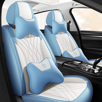 Kit de housses de siège de véhicule 5 places en similicuir moderne, avec coussin de dossier automobile ventilé et tapis de protection, ensemble d'accessoires en gros
