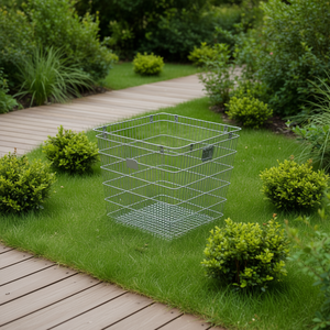 Cesto Gabion Rettangolare in Ferro Zincato Argentato per Ornamento da Giardino Esterno - Product Image 2