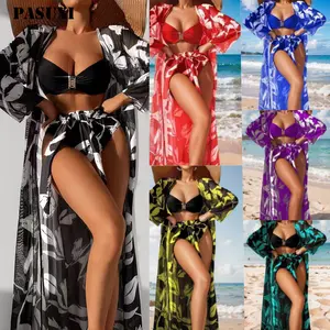 PASUXI 2024 Wholesale Swimwear Print Bikini Cover Up Bathing Suits Plus Size 3 Piece Swimsuits For Women