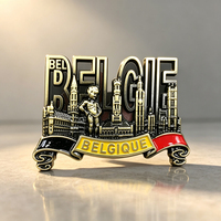 Aimant de réfrigérateur en métal moulé sous pression, émail aux couleurs du drapeau belge et motif Tour de Bruges, souvenir de voyage, pour présentoir de magasin, lot en vrac